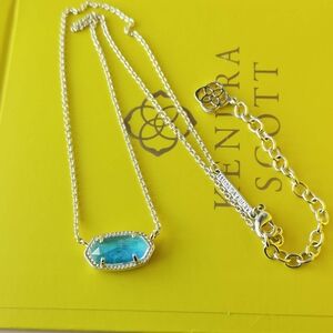 Kendra Scott Elisa Gold Aqua Kyocera Opal Necklace New